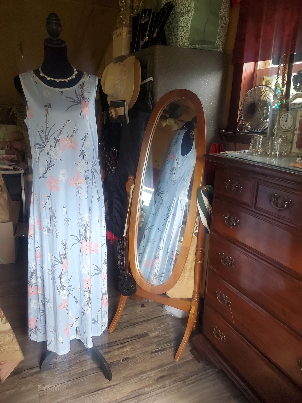 Noracora Light Blue Floral Sleeveless Maxi